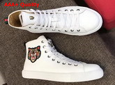 Gucci Leather High Top Sneaker in White with Angry Cat Embroidered Appliques Replica