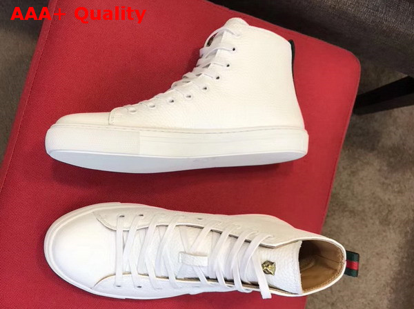 Gucci Leather High Top Sneaker in White with Embossed Snake Replica