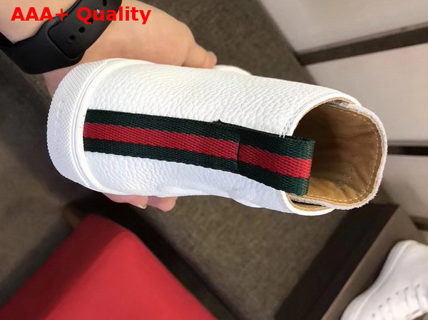 Gucci Leather High Top Sneaker in White with Embossed Snake Replica