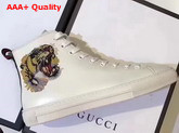 Gucci Leather High Top Sneaker with Tiger White Leather Replica