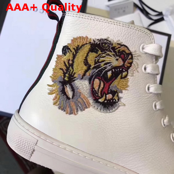 Gucci Leather High Top Sneaker with Tiger White Leather Replica