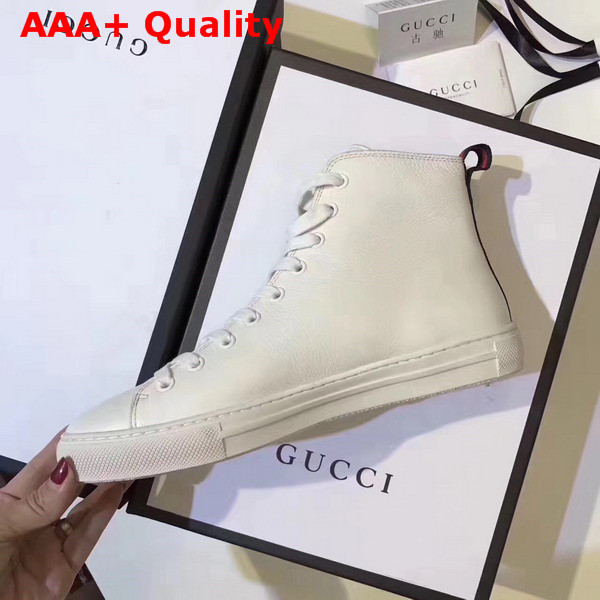 Gucci Leather High Top Sneaker with Tiger White Leather Replica