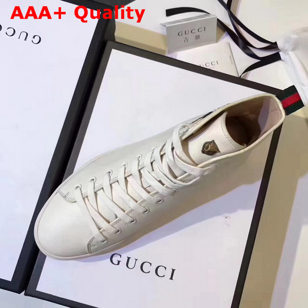 Gucci Leather High Top Sneaker with Tiger White Leather Replica