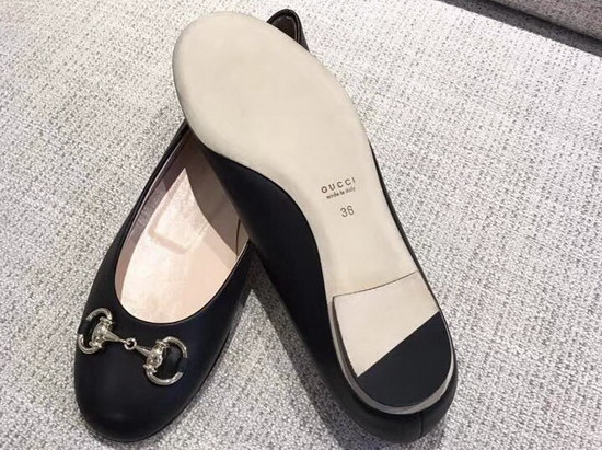 Gucci Leather Horsebit Ballet Flat in Black