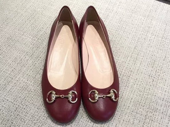 Gucci Leather Horsebit Ballet Flat in Dark Red