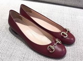 Gucci Leather Horsebit Ballet Flat in Dark Red