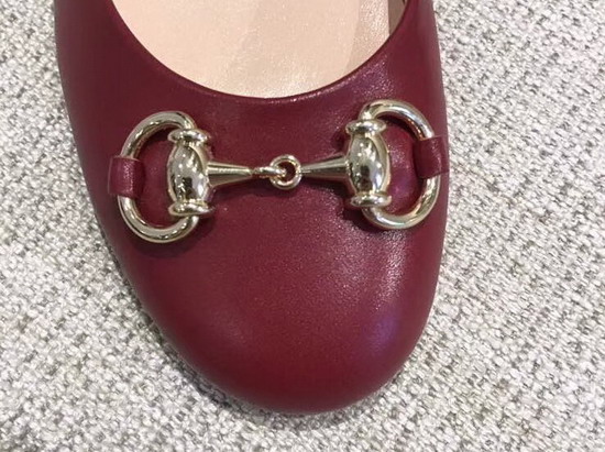 Gucci Leather Horsebit Ballet Flat in Dark Red