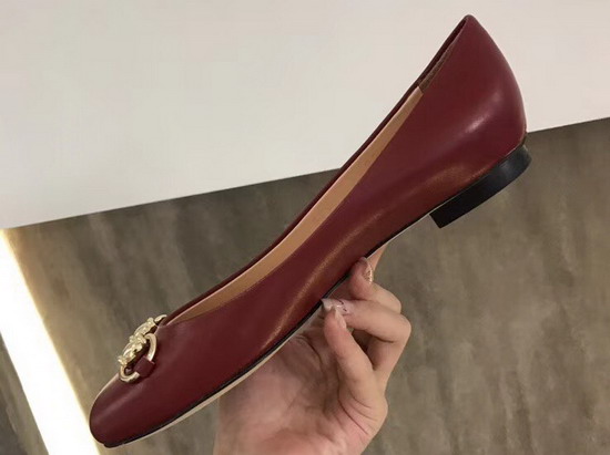 Gucci Leather Horsebit Ballet Flat in Dark Red