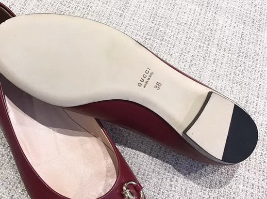 Gucci Leather Horsebit Ballet Flat in Dark Red