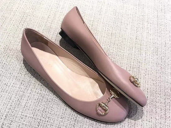 Gucci Leather Horsebit Ballet Flat in Light Pink