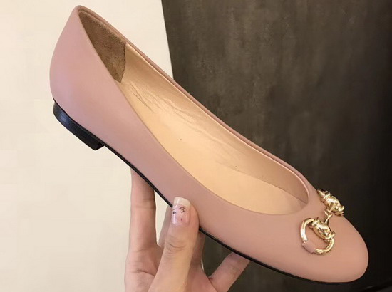 Gucci Leather Horsebit Ballet Flat in Light Pink