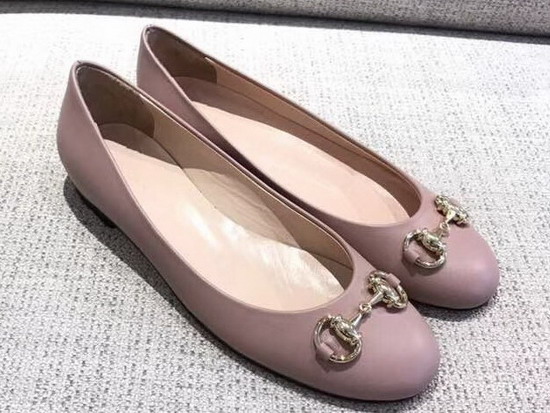 Gucci Leather Horsebit Ballet Flat in Light Pink