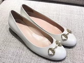 Gucci Leather Horsebit Ballet Flat in White