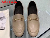 Gucci Leather Horsebit Loafer in Beige Leather 414998 Replica