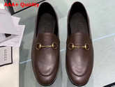 Gucci Leather Horsebit Loafer in Dark Brown Leather 414998 Replica