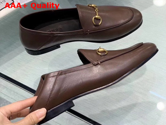 Gucci Leather Horsebit Loafer in Dark Brown Leather 414998 Replica