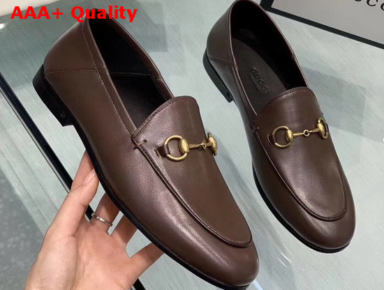 Gucci Leather Horsebit Loafer in Dark Brown Leather 414998 Replica