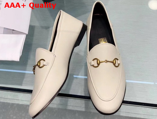 Gucci Leather Horsebit Loafer in White Leather 414998 Replica