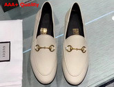 Gucci Leather Horsebit Loafer in White Leather 414998 Replica