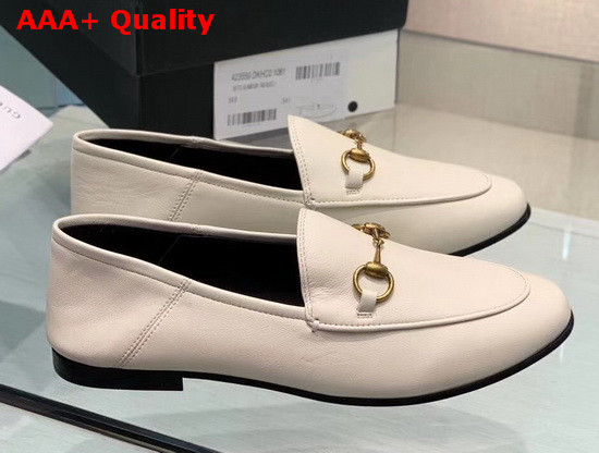 Gucci Leather Horsebit Loafer in White Leather 414998 Replica