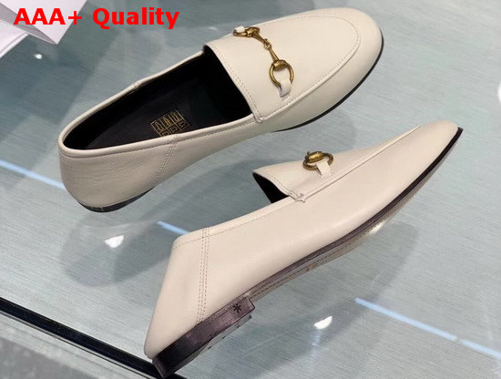 Gucci Leather Horsebit Loafer in White Leather 414998 Replica