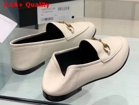 Gucci Leather Horsebit Loafer in White Leather 414998 Replica