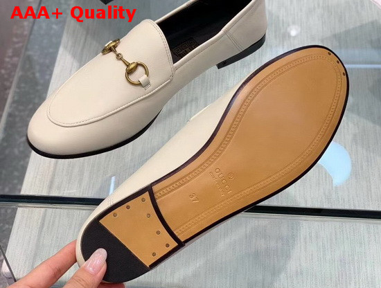 Gucci Leather Horsebit Loafer in White Leather 414998 Replica