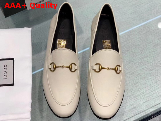 Gucci Leather Horsebit Loafer in White Leather 414998 Replica