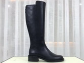 Gucci Leather Knee Boot in Black Smooth Leather and Gucci Signature Leather