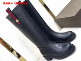 Gucci Leather Knee Boot with Embroidered Bee Black Calfskin Replica