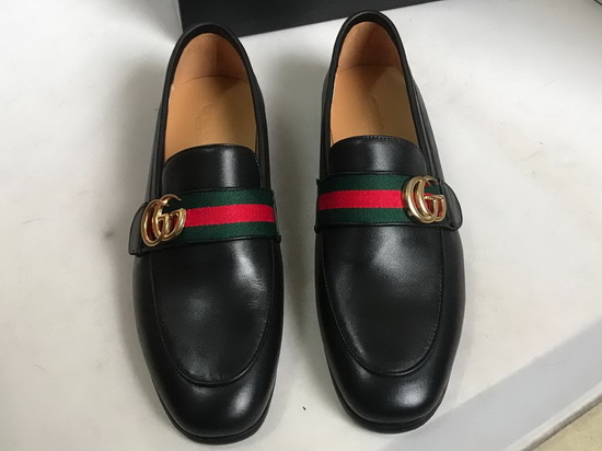 Gucci Leather Loafer with GG Web in Black Leather Replica