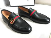 Gucci Leather Loafer with GG Web in Black Leather Replica