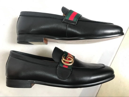 Gucci Leather Loafer with GG Web in Black Leather Replica