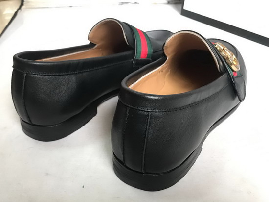 Gucci Leather Loafer with GG Web in Black Leather Replica