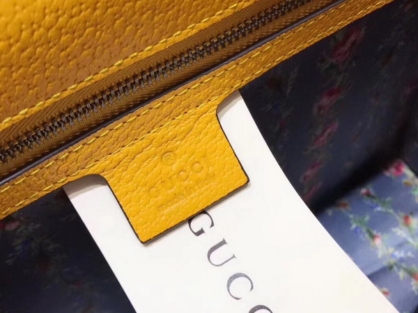 Gucci Leather Medium Top Handle Bag with Ladybugs and Butterflies Yellow Leather