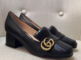 Gucci Leather Mid Heel Pump in Black Leather 408208