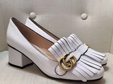 Gucci Leather Mid Heel Pump in White Leather 408208