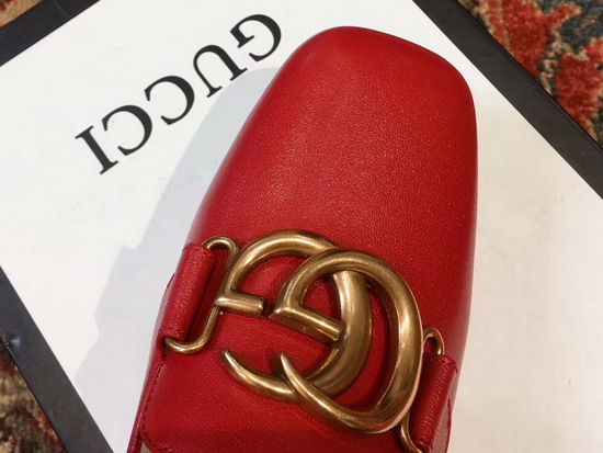 Gucci Leather Mid Heel Pump with Double G Red Leather 525333