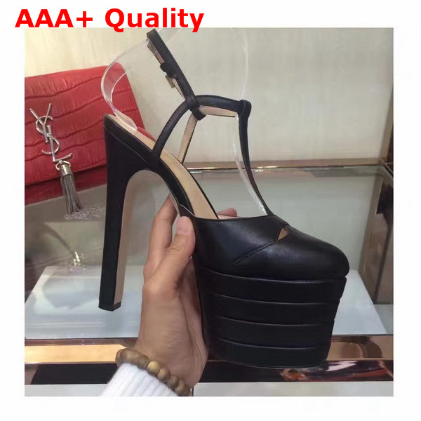 Gucci Leather Platform Pump in Black Leather Replica