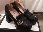 Gucci Leather Platform Pump with Fringe Black Leather 573020