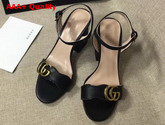 Gucci Leather Sandal in Black with Double G Gold Toned Hardware Replica