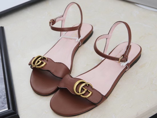 Gucci Leather Sandal in Brown with Double G 524631