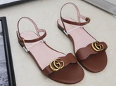 Gucci Leather Sandal in Brown with Double G 524631