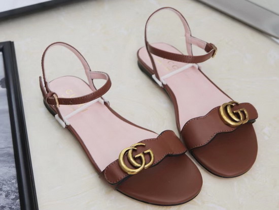 Gucci Leather Sandal in Brown with Double G 524631