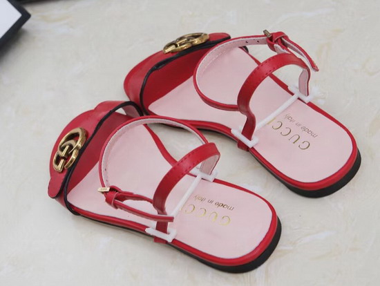 Gucci Leather Sandal in Red with Double G 524631