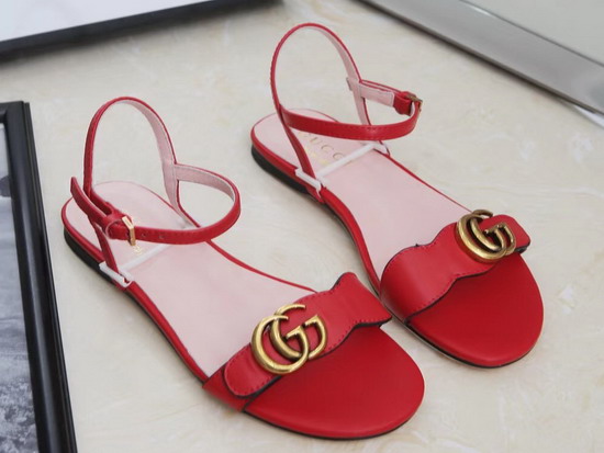 Gucci Leather Sandal in Red with Double G 524631