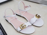 Gucci Leather Sandal in White with Double G 524631