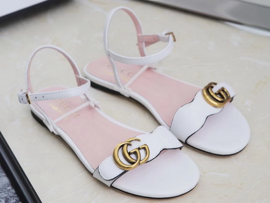 Gucci Leather Sandal in White with Double G 524631