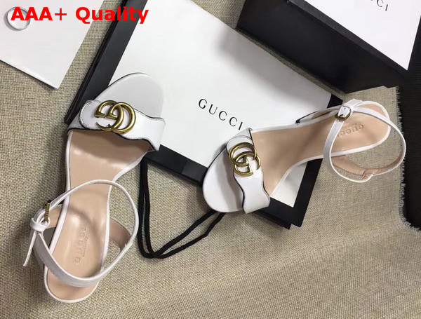 Gucci Leather Sandal in White with Double G Gold Toned Hardware Replica