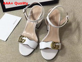 Gucci Leather Sandal in White with Double G Gold Toned Hardware Replica